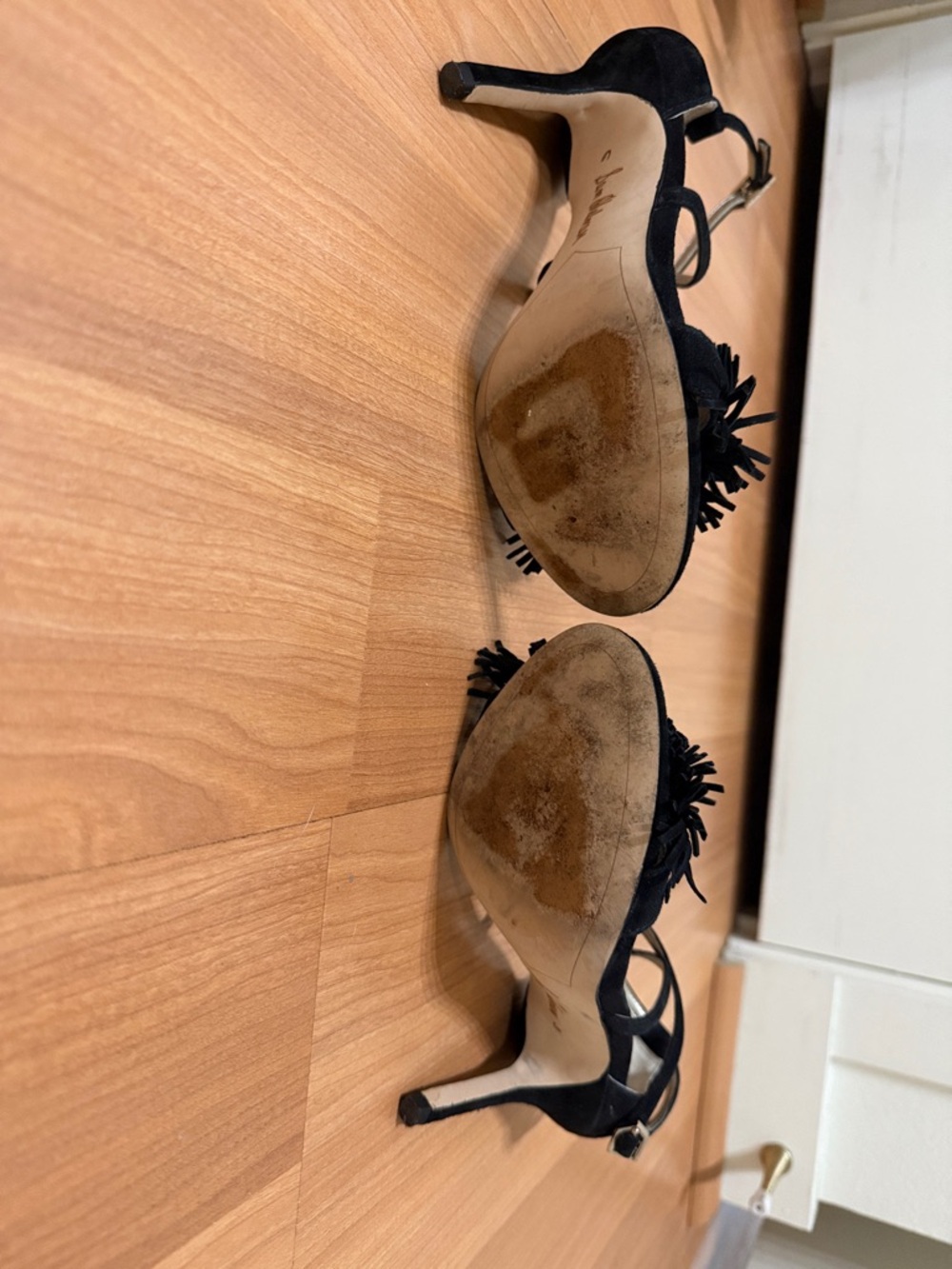 Sam Edelman Black Suede Fringe Strappy Heels - Picture 4 of 4